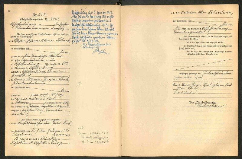 Standesamtsbuch der Stadt Aschaffenburg: Eheschließungen 252/1930 - 130/1931