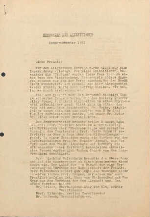 Rundbrief der Leibnitianer Sommersemester 1952