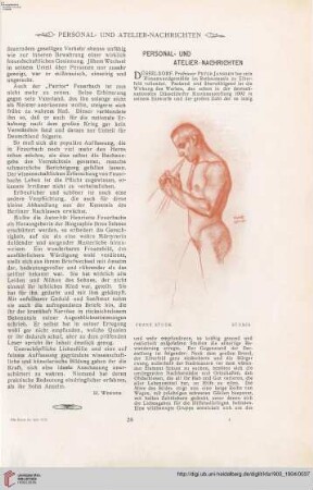 Personal- u. Atelier-Nachrichten - Von Ausstellungen und Sammlungen - Denkmäler - Vermischtes - Kunstliteratur