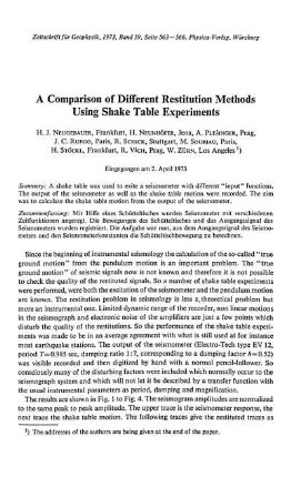 A comparison of different restitution methods using shake table experiments
