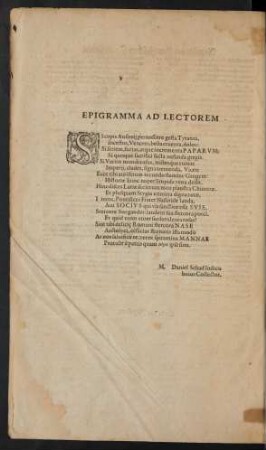 Epigramma Ad Lectorem