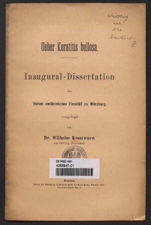 Ueber Keratitis bullosa