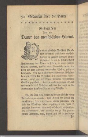 3. Gedanken über die Dauer des menschlichen Lebens.