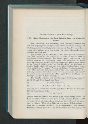 Sechsundzwanzigste Vorlesung