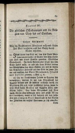Kapitel IV. Die göttlichen Offenbarungen und die Religion von Mose bis auf Christum.