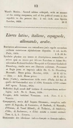 Livres latins, italiens, espagnols, allemands, arabe
