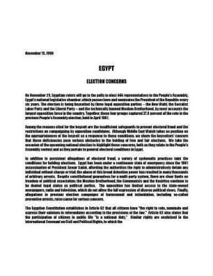 Egypt : election concerns
