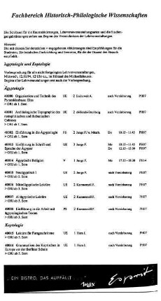 Fachbereich Historisch-Philologische Wissenschaften