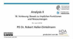 18. Vorlesung: Beweis zu impliziten Funktionen und Niveaumengen