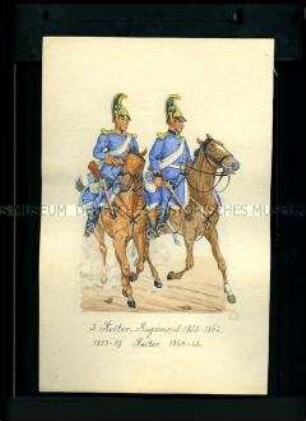 Uniformdarstellung, Reiter zu Pferd des 3. Reiter-Regiments, Sachsen, 1853/1862.