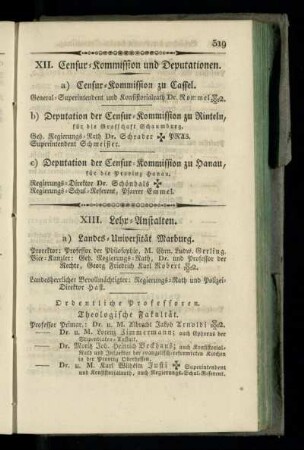 Censur-Kommission und Deputationen