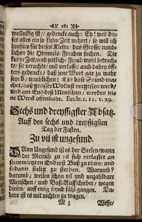 Sechs und dreyssigster Absatz. Auff den sechs und dreyssigsten Tag der Fasten. - Viertzigster Absatz. Auff den viertzigsten Tag der Fasten.