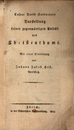 Darstellung seiner Ansicht des Christenthums