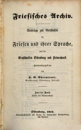 Friesisches Archiv : eine Zeitschrift für friesische Sprache. 2, 2. 1854