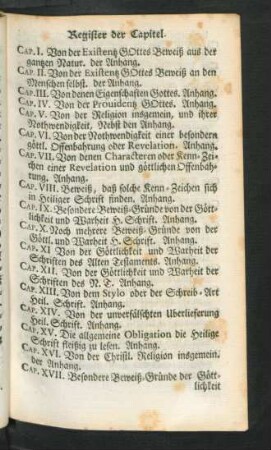 Register der Capitel.