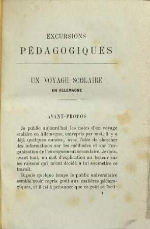 Excursions pédagogiques