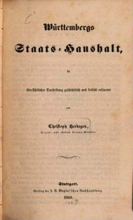 Württembergs Staats-Haushalt