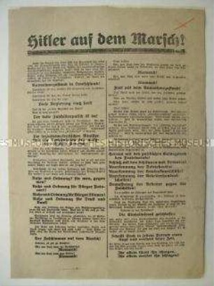 Flugblatt mit Aufruf zur Schaffung einer Räte-Diktatur und Warnung vor dem Aufstieg der NSDAP