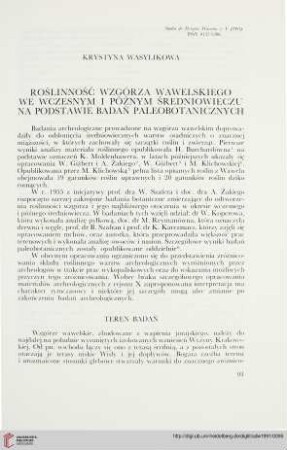 5: Roślinność wzgórza wawelskiego we wczesnym i późnym średniowieczu na podstawie badań paleobotanicznych