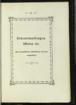 Bekanntmachungen und Offerten etc