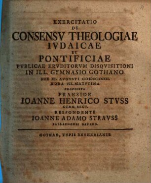 Exercitatio de consensu theologiae iudaicae et pontificiae