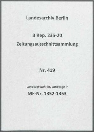 Landtagswahlen, Landtage P