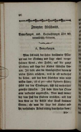 Zweyter Abschnitt. Bemerkungen und Beobachtungen über widernatürliche Geburten.