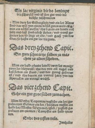 Das vierzehend Capit. Sehr ein gut groe salben zumachen.