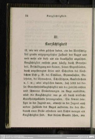 III. Kurzsichtigkeit