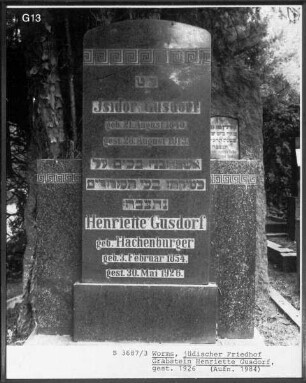 Grabstein von Henriette Gusdorf (geborene Hachenburger) (gestorben 1926.05.30)