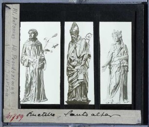 Padua, Basilika des Heiligen Antonius, Hochaltar, Bronzefiguren der Heiligen Antonius, Prosdocimus und Justina