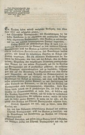 Bericht des Oberlandesgerichts zu Königsberg vom 18ten Juni 1827.
