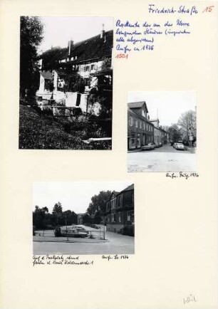 Friedrichstraße. - Rückseite der an der Werre liegenden Häuser (um 1935). - Parkplatz (früher Woldemarstraße 1) (1976). - Häuserzeile (1976)