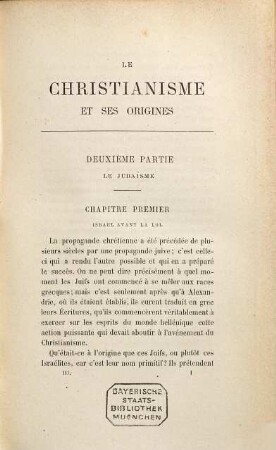 Le Christianisme et ses origines, Deuxième partie. Le judaïsme