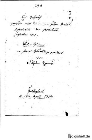 29: Brief von Wilhelm Heinse an Johann Wilhelm Ludwig Gleim