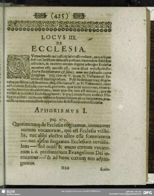 Locus IIX. De Ecclesia