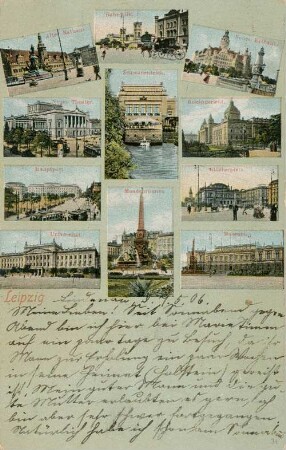 Leipzig: Altes Rathaus, Bahnhöfe, Neues Rathaus, Neues Theater, Schwanenteich, Reichsgericht, Hauptpost, Mendebrunnen, Blücherplatz, Universität, Museum