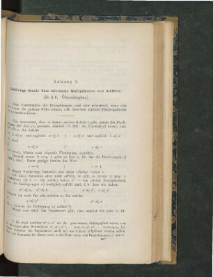 Anhang 1. Beiläufige Studie über identische Multiplikation und Addition (Zu § 6. Überschlagbar.)