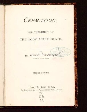 Cremation : the treatment of the body after death