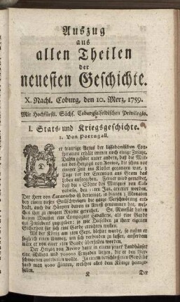 X. Nachl. Coburg, den 10. Merz, 1759.