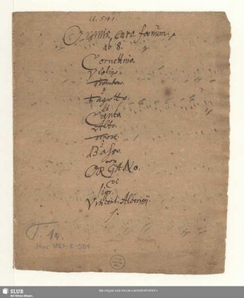 Omnis caro foenum - Mus.1821-E-501 : V (4), i (4), bc