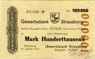 Gewerbebank Strausberg: 100.000 Mark 1923