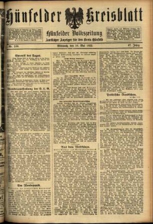 Ausgabe vom Mittwoch, den 10. Mai 1922.