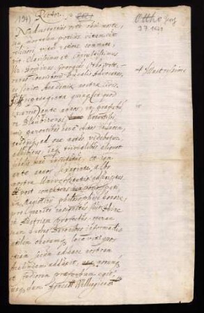 Todesanzeige des Georg Ottho, veteranus Consistorii Ducalis ac senior Academiae nostrae civis, 1621.
