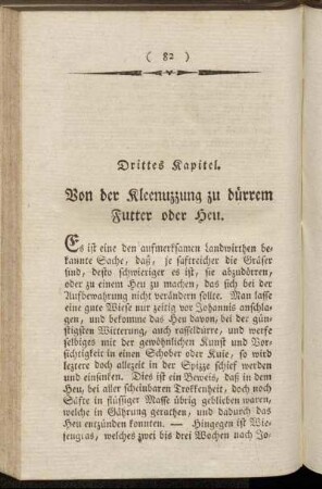 Drittes Kapitel. Von der Kleenuzzung zu dürrem Futter oder Heu.
