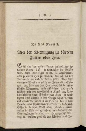 Drittes Kapitel. Von der Kleenuzzung zu dürrem Futter oder Heu.
