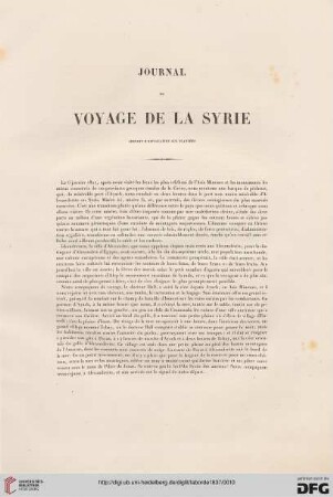 Journal du voyage de la Syrie