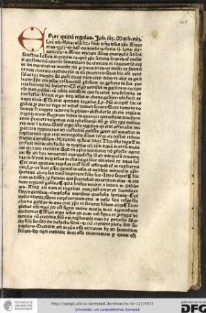 [Postilla]. Erat quidam... Joh. iiii... Ante initium illius evangelii scribit sanctus Iohannes in eodem capitulo quod Christus sedens loquebatur mulieri...