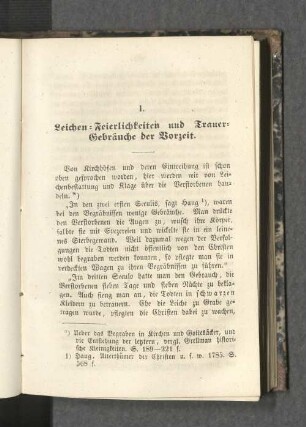 I. Leichen-Feierlichkeiten und Trauer-Gebräuche der Vorzeit.