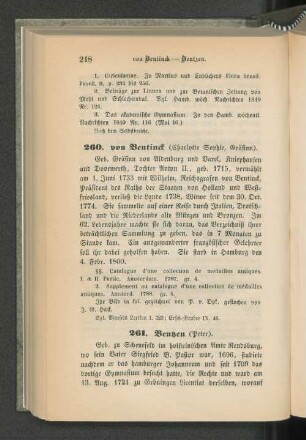 260. von Bentinck (Charlotte Sophie, Gräfinn).